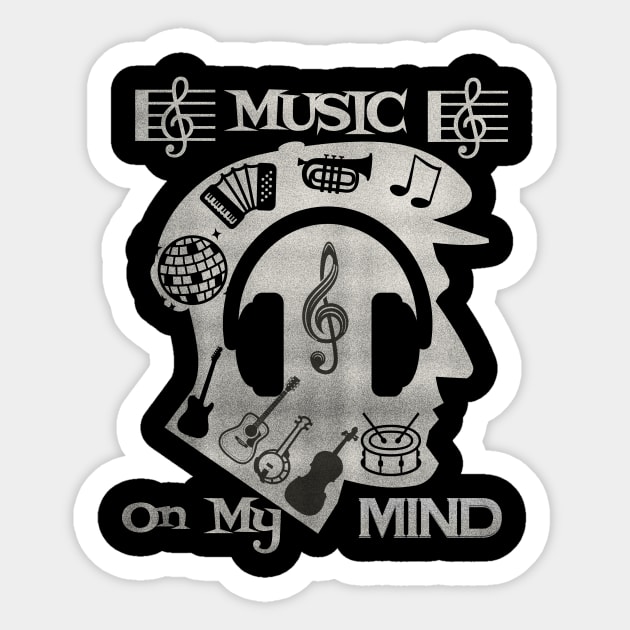 Music on my mind T Shirt for Music Lover Sticker by Savi L'amour